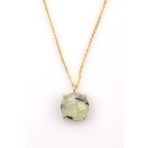 Prehnite Doğal Taş Gold Renkli Kolye KLY-1288