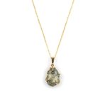 Prehnite Doğal Taş Gold Renkli Kolye KLY-923