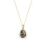 Prehnite Doğal Taş Gold Renkli Kolye KLY-927