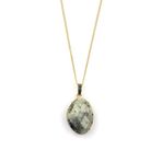 Prehnite Doğal Taş Gold Renkli Kolye KLY-975