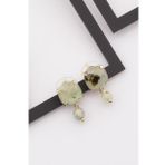Prehnite Doğal Taş Gold Renkli Küpe