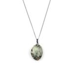Prehnite Doğal Taş Gümüş Renkli Kolye KLY-1022