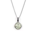 Prehnite Doğal Taş Gümüş Renkli Kolye KLY-1336