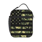 PrelerDIY Kamuflaj Amerikan Bayrağı Öğle Yemeği Kutusu - Kadınlar/Erkekler/Kızlar/Erkek Çocuklar için Yalıtımlı Öğle Yemeği Çantaları Sökülebilir Saplı Öğle Yemeği Kutusu Yemek Tote Çanta