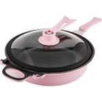 Premier PPP 3261 32Cm Bio Granit Vakumlu Cam Kapaklı Çift Taraflı Tava - 32 cm - Pembe