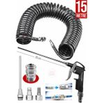 Premium 15 Metre Kompresör Spiral Hava Hortumu 8 mm Hava Tabancası ve Recor Jak Takım