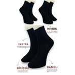 Premium 3 Çift Siyah Bambu Kadın Lastiksiz Roll Top Soket Dikişsiz Çorap/ız Bırakmaz/sıkmayan Çorap SİYAH 36-40