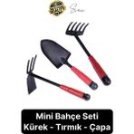 Premium 3'lü Bahçe Seti Kürek Çapa Tırmık Meyve Sebze Bitki Ekim El Aleti Bağ Tarım Aracı Ekipmanı