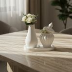 Premium 3'lü Vazo & Sivri Kapaklı Saklama Kutusu Dekoratif Set