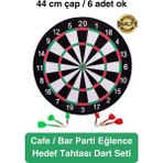 Premium 44 cm Dart Tahtası Seti Metal Uçlu 6 Ok Parti Eğlence Cafe Hediye Hobi Oyun Aktivite Her Yaş - Altın - diğer