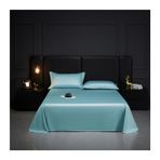 Premium 500 İplik Sayısı %100 Uzun Zımba Pamuk Düz Renk King Size Üst Çarşaf Seti - Ultra Yumuşak Lüks Yatak Takımı (Göl Yeşili, 245x270 cm + 2 Yastık Kılıfı 48x74cm)