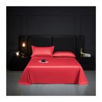 Premium 500 İplik Sayısı %100 Uzun Zımba Pamuklu Tek Kişilik Yatak Düz Çarşaf, Ultra Yumuşak Lüks Yatak Örtüsü Düz Kırmızı (120 x 230 cm) - Konfor ve Stil için Mükemmel