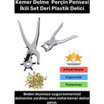 Premium 6 Farklı Başlık Uçlu Pratik Delgeç Kemer Delme Perçin Pensesi İkili Set Deri Plastik Delici