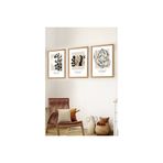 Premium Ahşap Çerçeveli Üçlü İskandinav Bohem Tablo Seti, Set3, 70X50