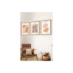 Premium Ahşap Çerçeveli Üçlü İskandinav Bohem Tablo Seti, Set8, 70X50