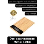 Premium Ahşap Dijital Ekranlı Yüksek Hassasiyet Mutfak Terazisi Bambu Tartı 5 kg Kapasiteli