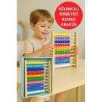 Premium Ahşap Renkli Abaküs • 10 Katlı Eğitici Sayma Ve Zeka Geliştirici Oyuncak
