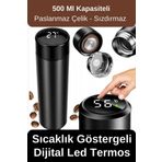 Premium Alite Gıda Sınıfı 201 Paslanmaz Çelik Sıcaklık Göstergeli Sızdırmaz Dijital LED Siyah Termos