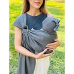 Premium Anakucağı Esnek Halkalı Cepli Bebek Taşıma Şalı, Bebek Askısı Wrap Sling Kanguru - Füme