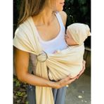 Premium Anakucağı Esnek Halkalı Cepli Bebek Taşıma Şalı, Bebek Askısı Wrap Sling Kanguru - Krem