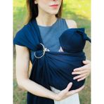 Premium Anakucağı Esnek Halkalı Cepli Bebek Taşıma Şalı, Bebek Askısı Wrap Sling Kanguru - Lacivert