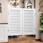 Premium Beyaz Kafe Sallanan Kapılar PreMade Panjurlu Katı Ahşap Bar Kapı Otomatik Kapanış Salon Tarzı 38x36 inç Batwing Cafe Kapı Menteşeler ile Restoranlar ve Barlar için Mükemmel.
