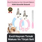 Premium Çelik Uçlu Güvenlik Kelepçeli Kilitli Kedi Köpek Evcil Hayvan Tırnak Makası ve Törpü Seti - Renkli