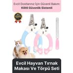 Premium Çelik Uçlu Güvenlik Kelepçeli Kilitli Kedi Köpek Evcil Hayvan Tırnak Makası ve Törpü Seti