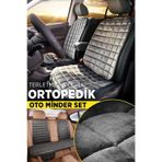 Premium Cepli Ortopedik Oto Koltuk Kılıf Seti - Ön & Arka Koltuk Tam Set - Antrasit
