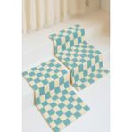 Premium Chess 2 Adet 50X50 Banyo Paspası Kaymaz Taban - Turkuaz