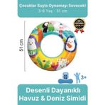 Premium Dayanıklı Güvenli 80 Kg 51 Cm Çocuk Eğlenceli Hayvanlar Desenli Deniz Havuz Yüzme Simidi