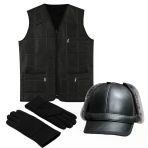 Premıum Deri Set – Yelek, Eldiven, Deri Pilot Şapka