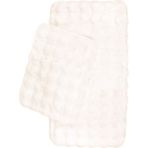 Premium Deri Taban, Yüksek Tüylü Yumuşak,bubble Post Banyo Paspası 2'li 100X60 - 60X50 cm - Krem
