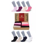 Premium Dikişsiz Kadın Bambu Patik Çorap 8'Li Asorti Kraft Kutulu Set - 558