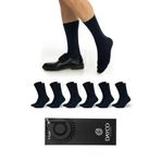 Premium Dikişsiz Klasik Uzun Lacivert Yazlık Erkek Bambu Soket Çorap 6lı Hediyelik Kutulu Set - 10125-LACI - 45-47