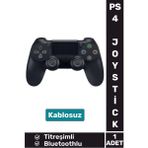 Premium Doubleshock 4 Kablosuz Titreşimli Ps 4 / Pc Uyumlu Playstation 4 Wireless Joystick Oyun Kolu - Siyah