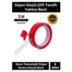 Premium Ekstra Güçlü Çok Amaçlı Çift Taraflı Tamir Dış Mekan Montaj 5mt Silikon Şeffaf Bant 5 Adet