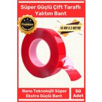 Premium Ekstra Güçlü Çok Amaçlı Çift Taraflı Tamir Mekan Montaj 1,5 Mt Silikon Şeffaf Bant 50 Adet