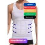 Premium Erkek Atlet Korse Bel Göğüs Dik Duruş Jinekomasti Toparlayıcı Extra Göbek - Beyaz