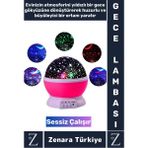 Premium Gece Lambası Tavana Işık Yansıtan Dönen Yıldız Ay Çocuk Genç Odası Lamba Işık Küresi - 5 W