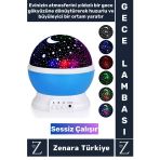 Premium Gece Lambası Tavana Işık Yansıtan Dönen Yıldız Ay Çocuk Genç Odası Lamba Işık Küresi