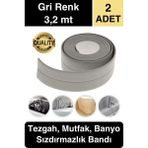 Premium Gri Ocak Tezgah Kenarı Banyo Mutfak Sızdırmaz Bant Su Geçirmez Küfe Dayanıklı 3,2 mt 2 Adet