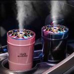 Premium H2O Araç Içi Hava Nemlendirici Jant Desenli Ultrasonik Rgb Animasyon Ledli Mini Buhar Makinesi - Siyah