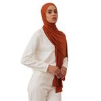 Premium Jersey Şal | Esnek ve Yumuşak Jersey Kumaşıyla Gün Boyu Konfor Tesettür (Yanık Turuncu)