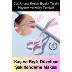 Premium Kadın Kaş Kesme Makası Düzeltici Epilasyon Bakım Taraklı Kolay Şekillendirici Şık Görünüm