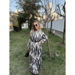 Premium Kalite Full Pliseli Elbise Tesettür Uyumlu Pliseli Elbise - Siyah - Beyaz - 42