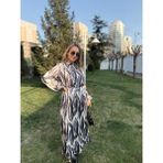 Premium Kalite Full Pliseli Elbise Tesettür Uyumlu Pliseli Elbise - Siyah - Beyaz - 46