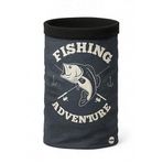 Premium Kalite İçi Polarlı Buff, Fishing Adventure Yazılı, Siyah, Balık Baskılı, Polar Buff Bandana