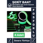 Premium Karanlıkta Işık Veren Suya Dayanıklı Ev Bahçe Merdiven Fosforlu Şerit Bant 4 Metre x 4 Adet