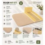 Premium Katlanabilir Mikrofiber Bulaşıklık Seti Bej - Tezgah Üstü Kurulama Matı 35X43 Cm - 3'Lü Set